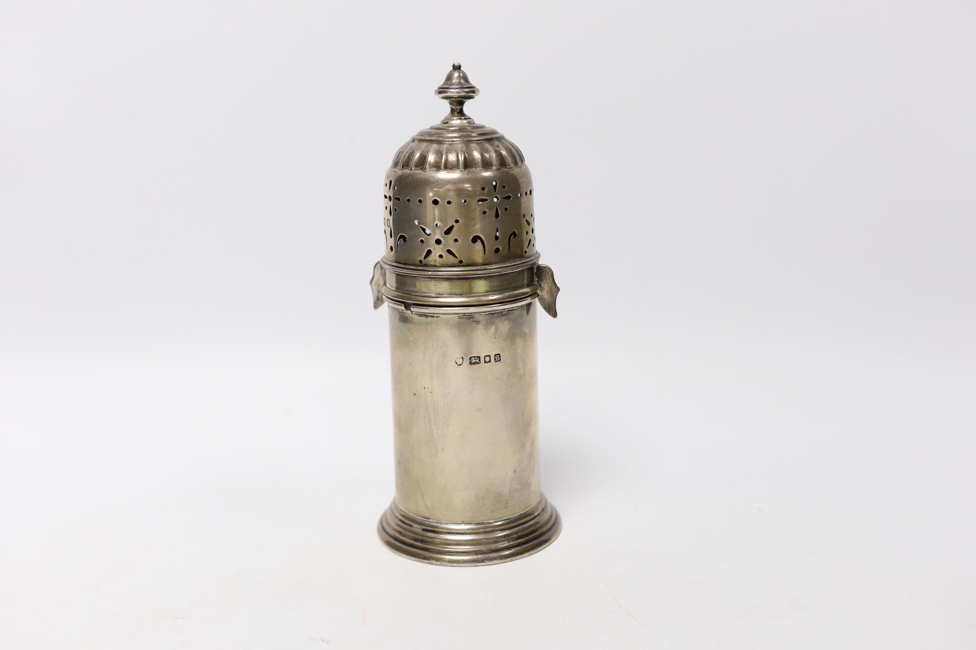 A George V silver lighthouse sugar caster, Edward Barnard & Sons Ltd, London, 1933, 17cm